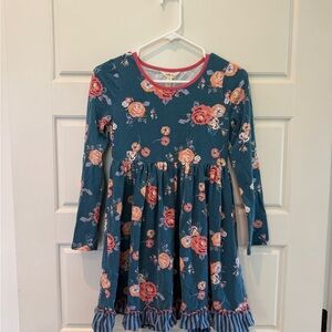 Matilda Jane Pink and Blue Ruffled Long Sleeve Sundress